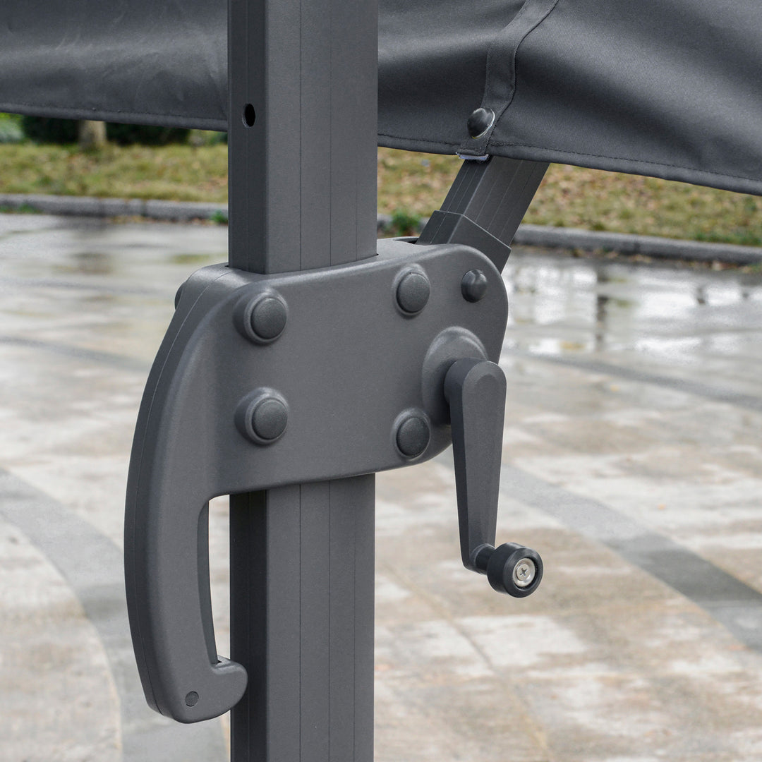 MCL 4.5 m Patio Parasol, Large Double-Sided Rectangular Garden Umbrella with Crank Handle, 360° Cross Base for Bench, Outdoor, Khaki