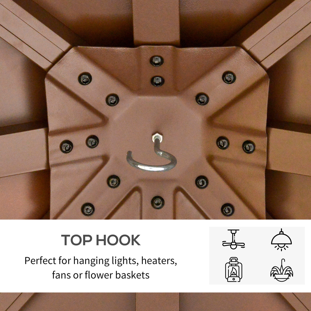 MCL 3x(3)M Outdoor Hardtop Gazebo Canopy with 2-Tier Roof and Solid Wood Frame, Outdoor Patio Shelter for Patio, Garden, Brown