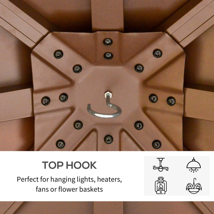 MCL 3x(3)M Outdoor Hardtop Gazebo Canopy with 2-Tier Roof and Solid Wood Frame, Outdoor Patio Shelter for Patio, Garden, Brown