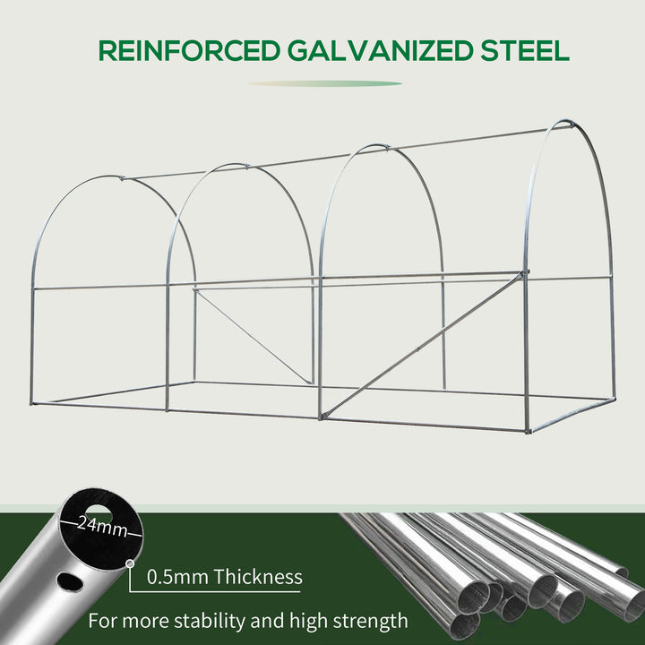 4 x 2 x 2 m Polytunnel Greenhouse with Roll-up Door and 6 Mesh Windows, Walk-in Garden Tunnel Warm House Tent with UV-resistant PE Cover and Galvanised Steel Frame, Green