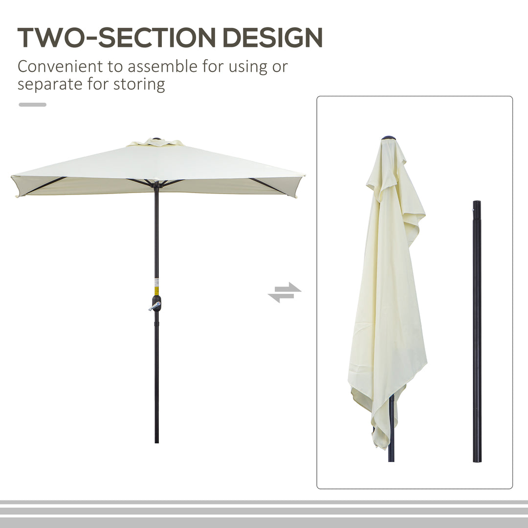 Balcony Half Parasol Semi Round Umbrella Patio Crank Handle (2.3 m, Beige)- NO BASE INCLUDED