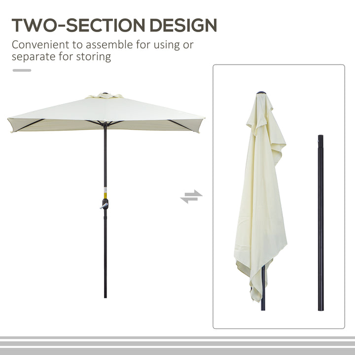 Balcony Half Parasol Semi Round Umbrella Patio Crank Handle (2.3 m, Beige)- NO BASE INCLUDED