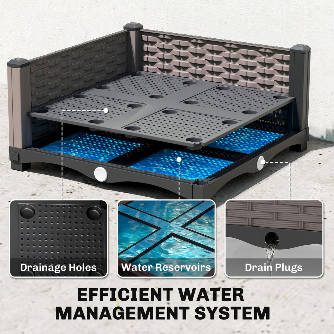 Raised Garden Bed with Trellis, Plastic Planter Box with Drainage Hole