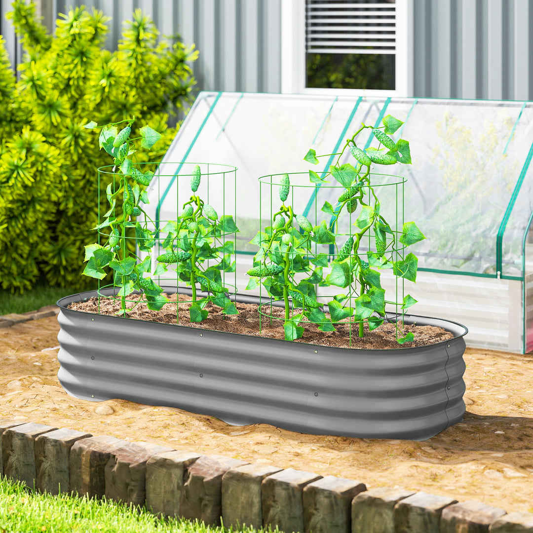 Galvanised Raised Garden Bed, Metal Planter Box with Safety Edging, fo