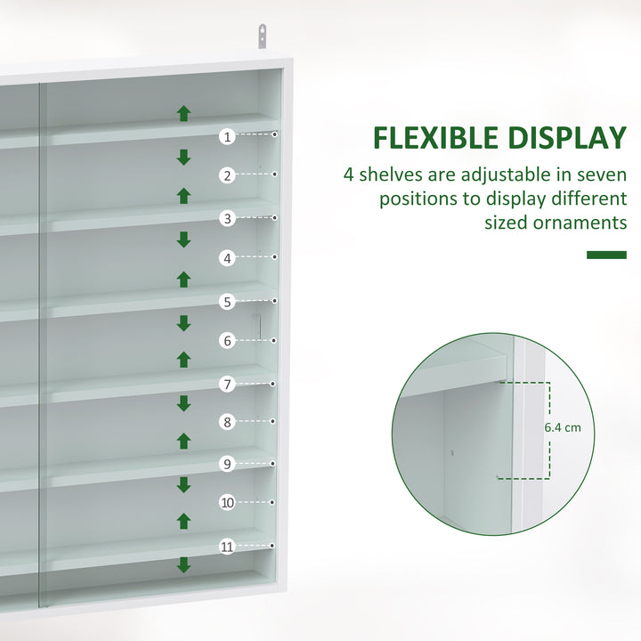 Six Shelf Display Cabinet, with Glass Doors - White