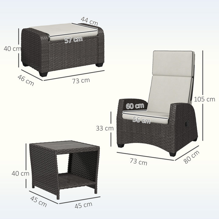5-Piece Rattan Garden Furniture Set with Cushions - Brown
