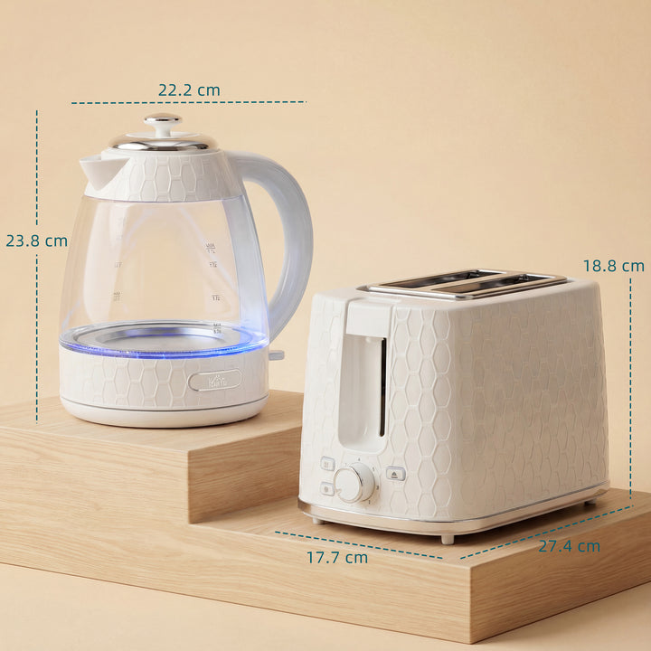 Kettle and Toaster Set, 1.7L 3000W Rapid Kettle with Limescale Filter, 2 Slice Toaster with 7 Browning Controls