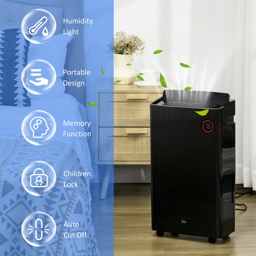 HOMCOM 5500mL Portable Dehumidifier with Air Purifier, UVC, Ioniser, 24H Timer, 5 Modes, 16L/Day, for Home Laundry, Black