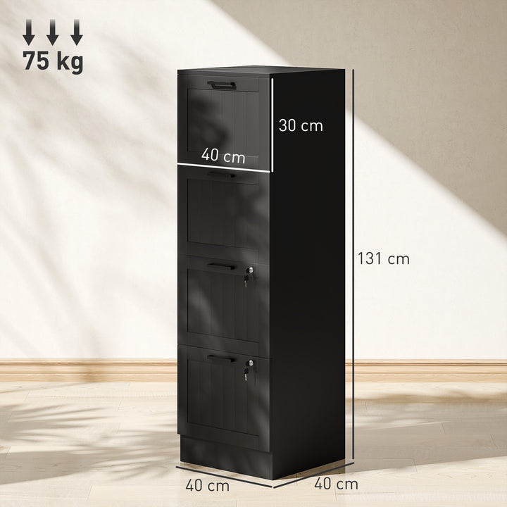 MCL 4 Drawer Filing Cabinet with Lock, Office Storage Cabinet with Adjustable Hanging Bars for A4 Letter Size Files, Black