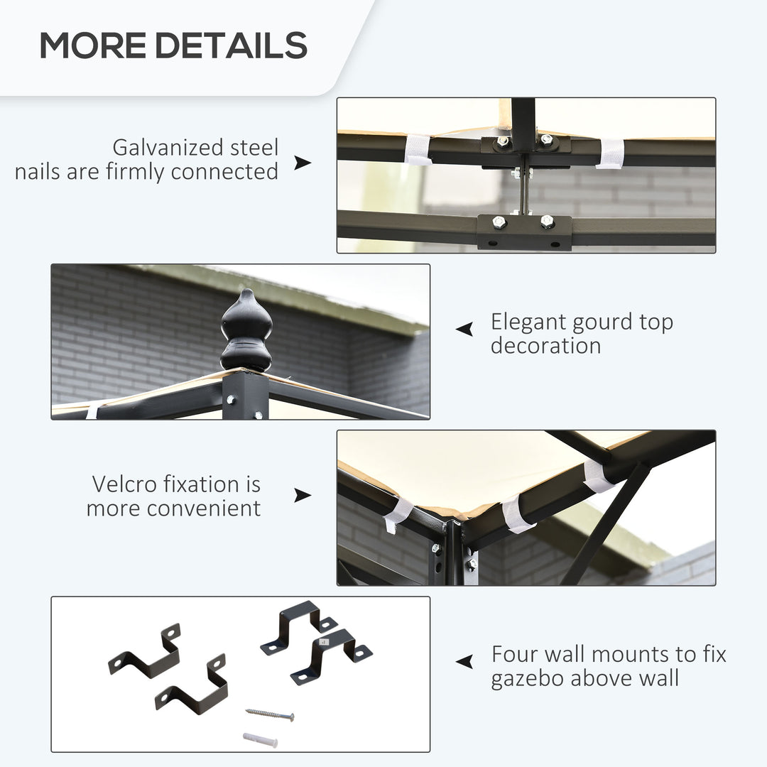 MCL 4 x 3 Meters Canopy Metal Wall Gazebo Awning Garden Marquee Shelter Door Porch - Cream