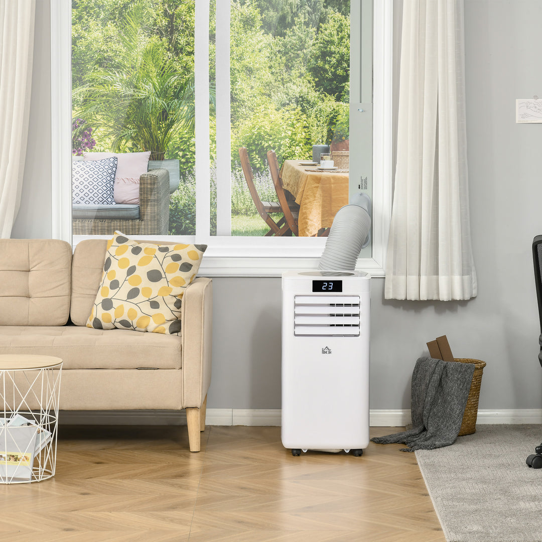 HOMCOM 10000 BTU Air Conditioner Portable AC Unit for Cooling Dehumidifying Ventilating with Remote Controller, LED Display, Timer, White | Aosom UK