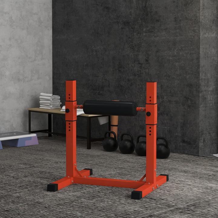 SPORTNOW Bulgarian Split Squat Stand, 12-Level Adjustable Single Leg Squat Machine with Foam Roller and Anti-Slip Pads for Lower Body Strength Training, Red