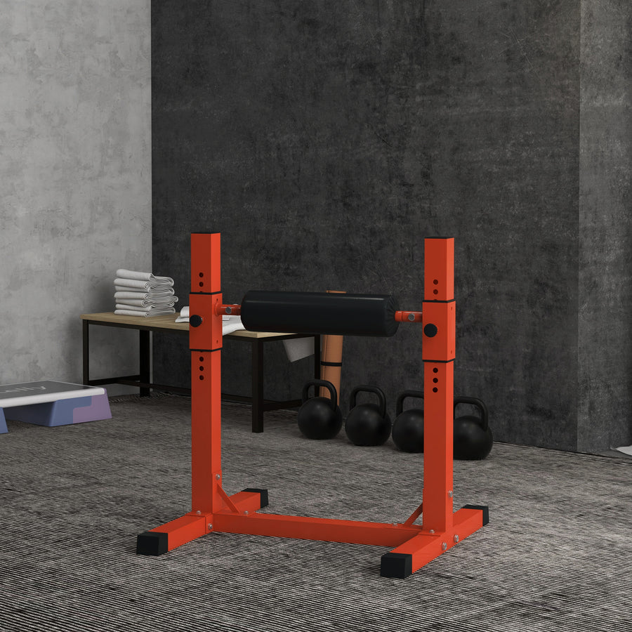 SPORTNOW Bulgarian Split Squat Stand, 12-Level Adjustable Single Leg Squat Machine with Foam Roller and Anti-Slip Pads for Lower Body Strength Training, Red