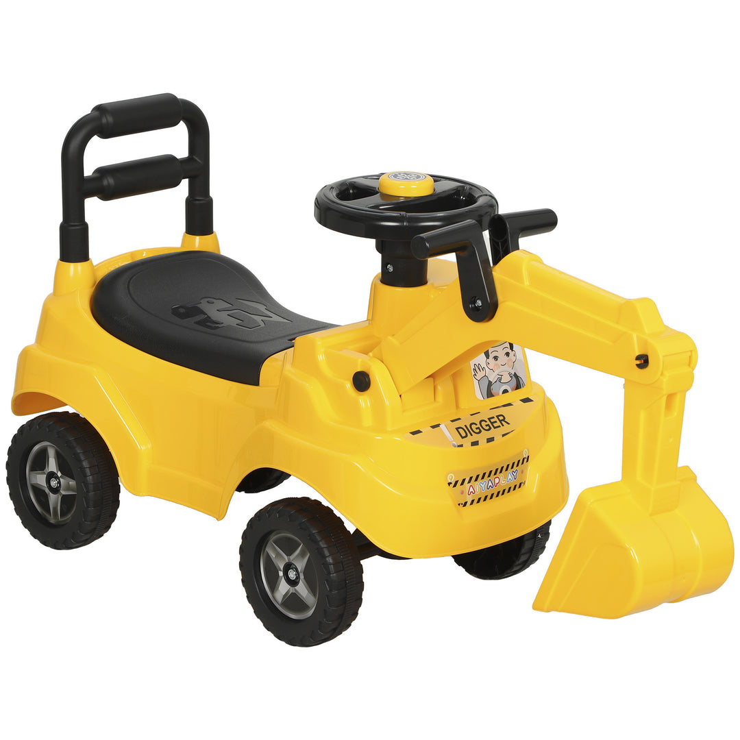 Ride On Tractor Digger, Toddler Excavator Toy Car with Adjustable