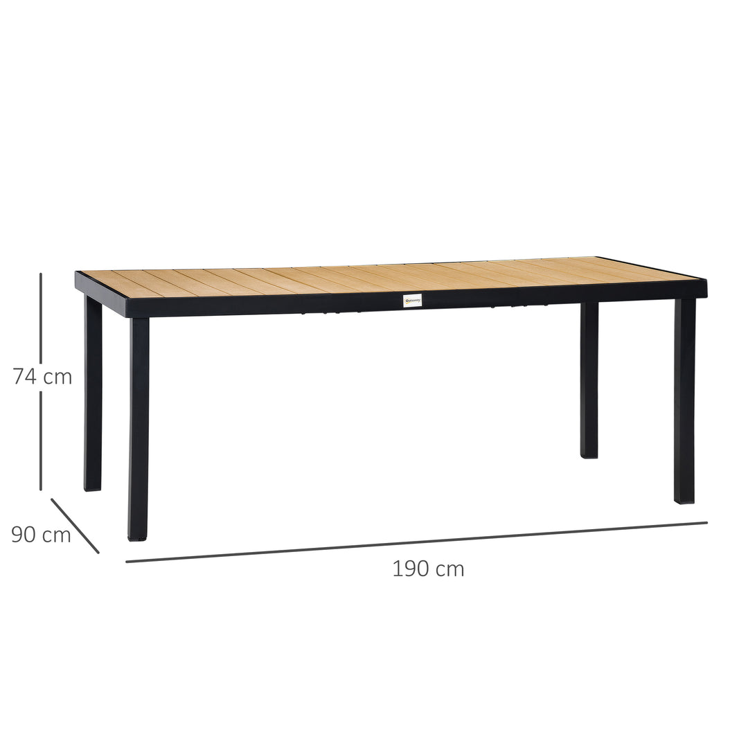 MCL Aluminium Outdoor Garden Dining Table for 8 People, Faux Wood Top, for Garden, Patio, 190 x 90 x 74 cm, Natural