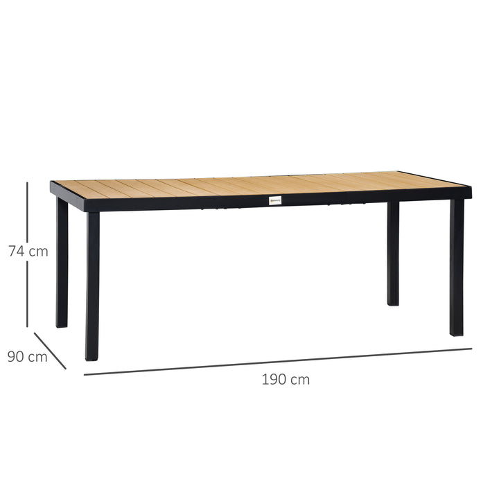 MCL Aluminium Outdoor Garden Dining Table for 8 People, Faux Wood Top, for Garden, Patio, 190 x 90 x 74 cm, Natural