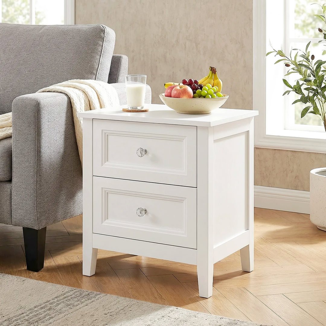 Nightstand with 2 Drawers Modern Bedside Table for Bedroom Living Room