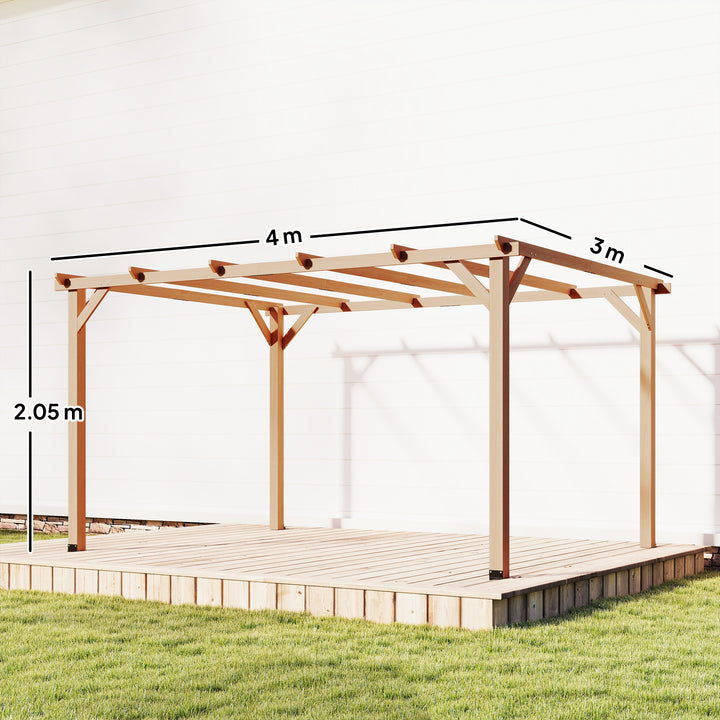 4 x 3 m Wooden Pergola Kit, Garden Pergola Gazebo Grape Trellis with Triangle Supports, 6 Beams