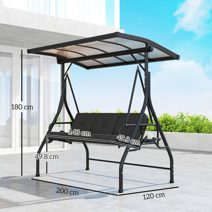 Convertible Three-Seater Swing Bench Bed - Black