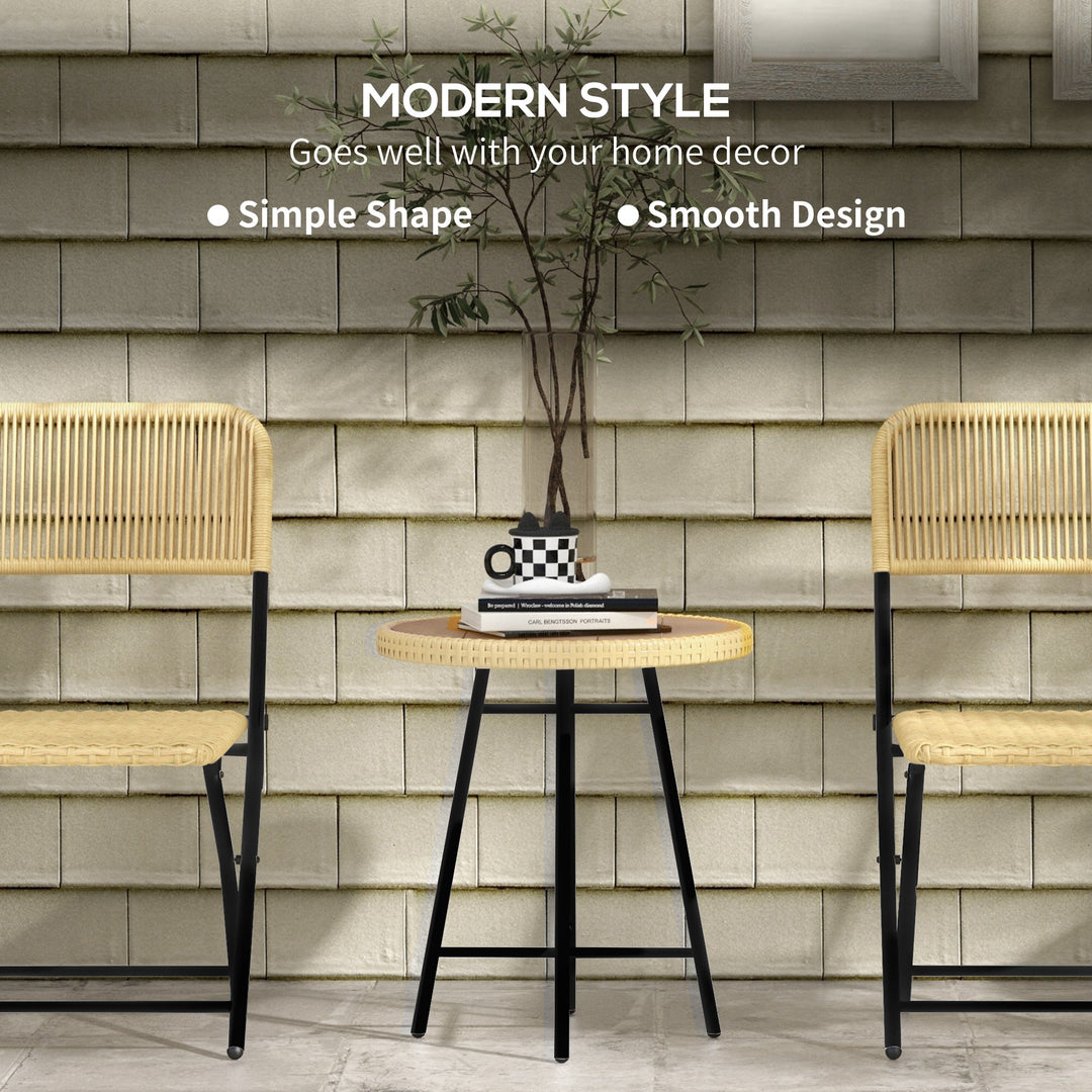 Rattan Border Outdoor Side Table - Natural Wood Finish