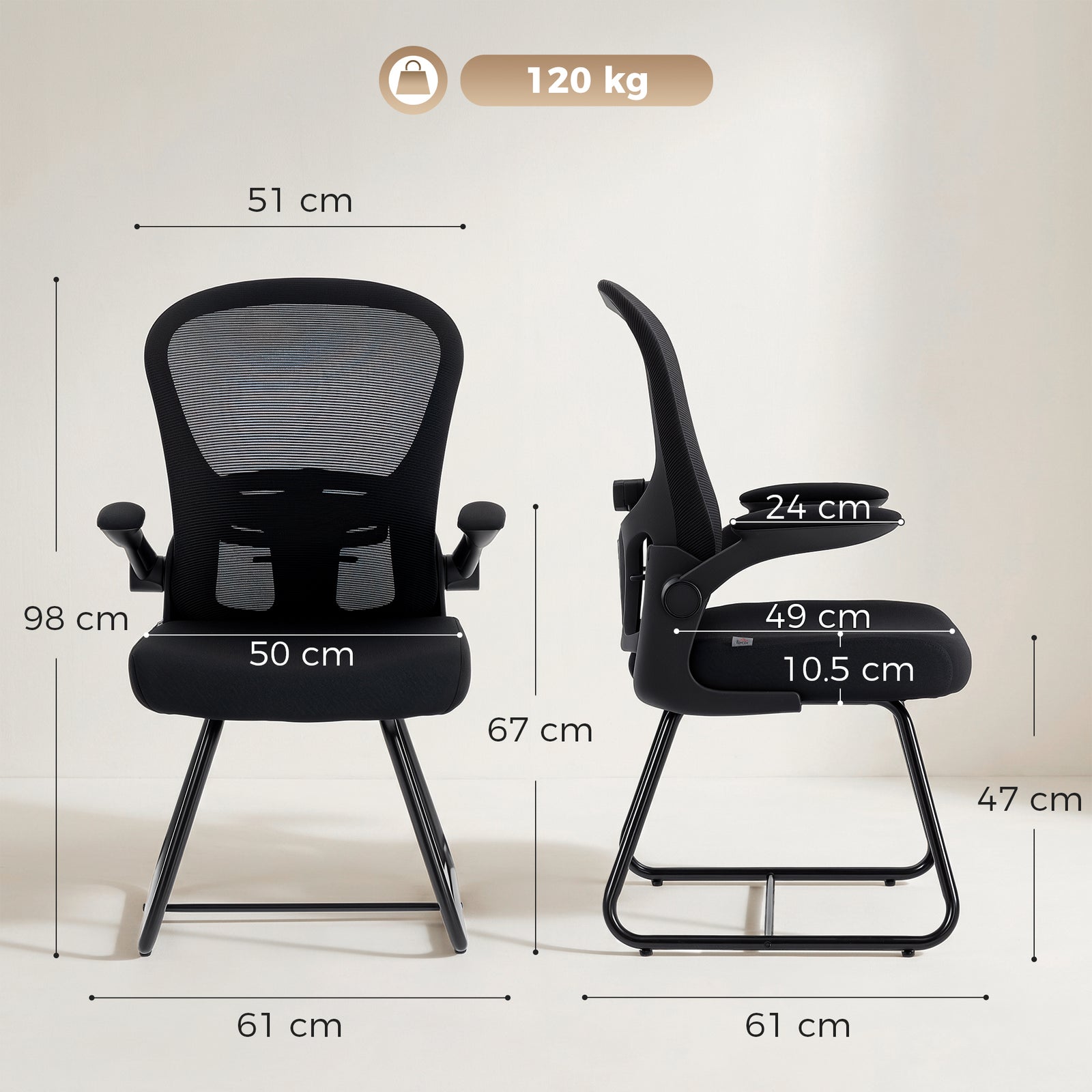 Reception Chair, Conference Meeting Office Chair with Flip-up Armrest,