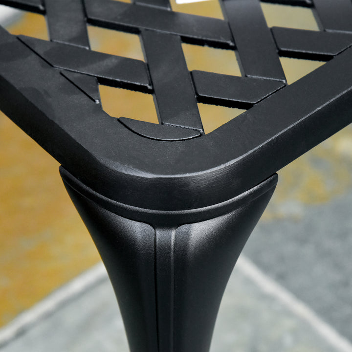 MCL 2-Seater Cast Aluminium Garden Bench Loveseat Outdoor Furniture Chair w/ Decorative Backrest & Ergonomic Armrest for Patio Terrace Porch