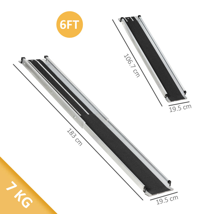 Set of Two 183cm Three-Level Aluminium Wheelchair Ramps