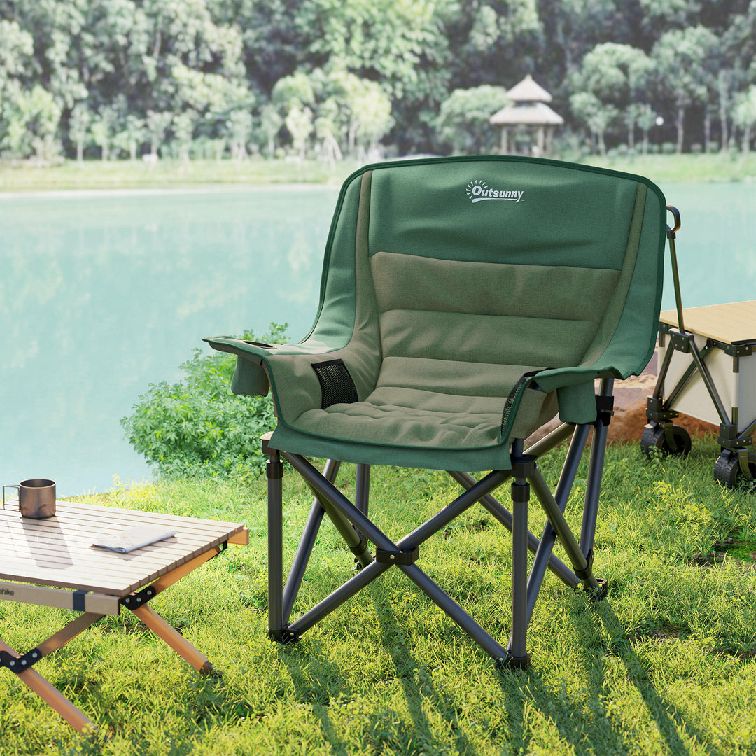Portable Padded Camping Chair, with Bag - Olive Green