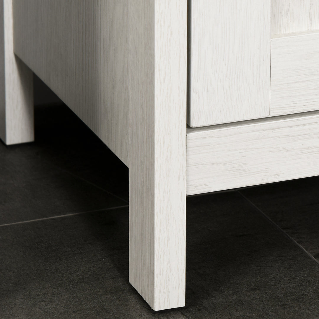 Tall Bathroom Storage Cabinet, Freestanding Tower Cabinet with 3 Open Shelves and Adjustable Shelf, Antique White