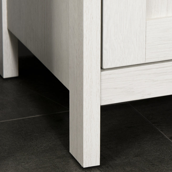 Tall Bathroom Storage Cabinet, Freestanding Tower Cabinet with 3 Open Shelves and Adjustable Shelf, Antique White