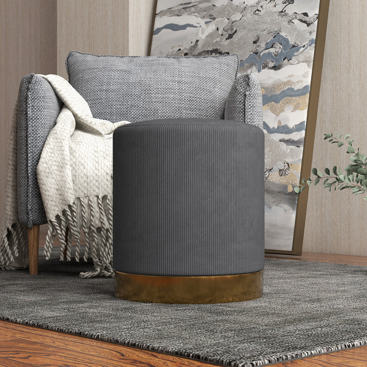 HOMCOM Soft Padded Corduroy Footstool - Charcoal Grey