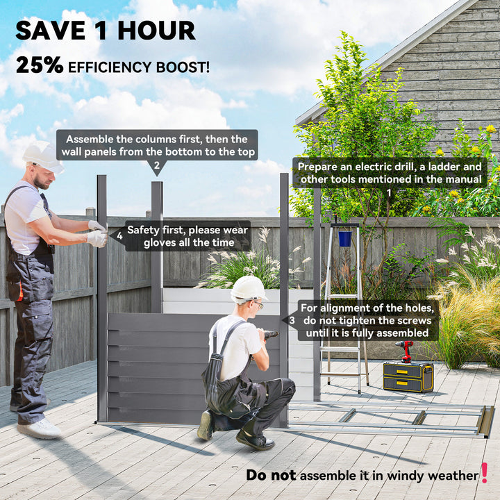 5 x 9ft Galvanised Metal Garden Shed with Foundation Kit, Outdoor Lean-to Shed, Tool Storage House with Lockable Doors, Gloves and 2 Air Vents for Patio, Garden, Grey