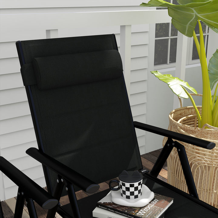 Set of Two Padded Garden Chairs - Black