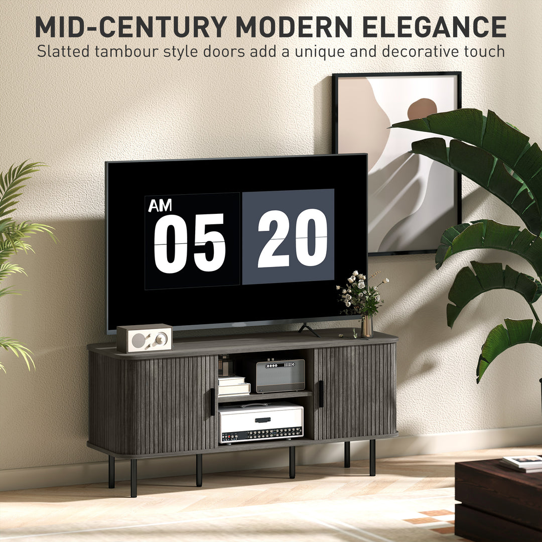 TV Stand Cabinet for TVs up to 55 Inches, TV Unit with Storage Shelves and Cupboard for Living Room, Grey