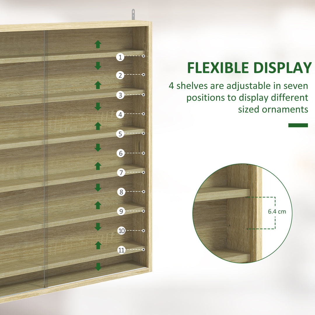 Six Shelf Display Cabinet, with Glass Doors - Oak