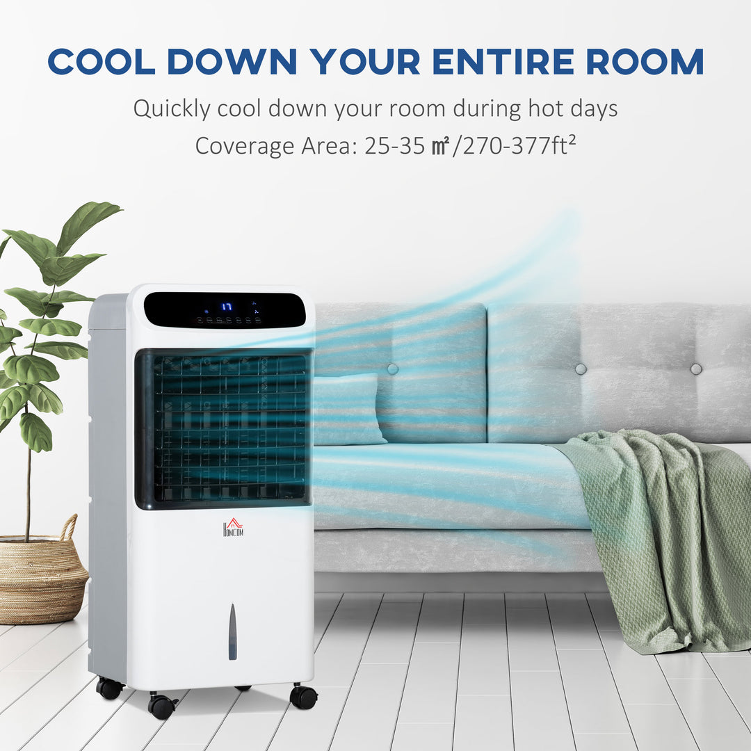 HOMCOM 32" Mobile Air Cooler, Evaporative Anion Ice Cooling Fan Water Conditioner Humidifier Unit w/3 Modes, Remote Controller, Timer | Aosom UK