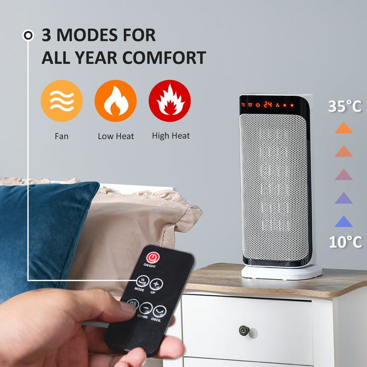 2000W Electric Heater, PTC Ceramic Portable Fan Heater with Overheating & Tip-Over Protection, 8H Timer, 45° Oscillating Heater for Home, Office, Study, Bedroom