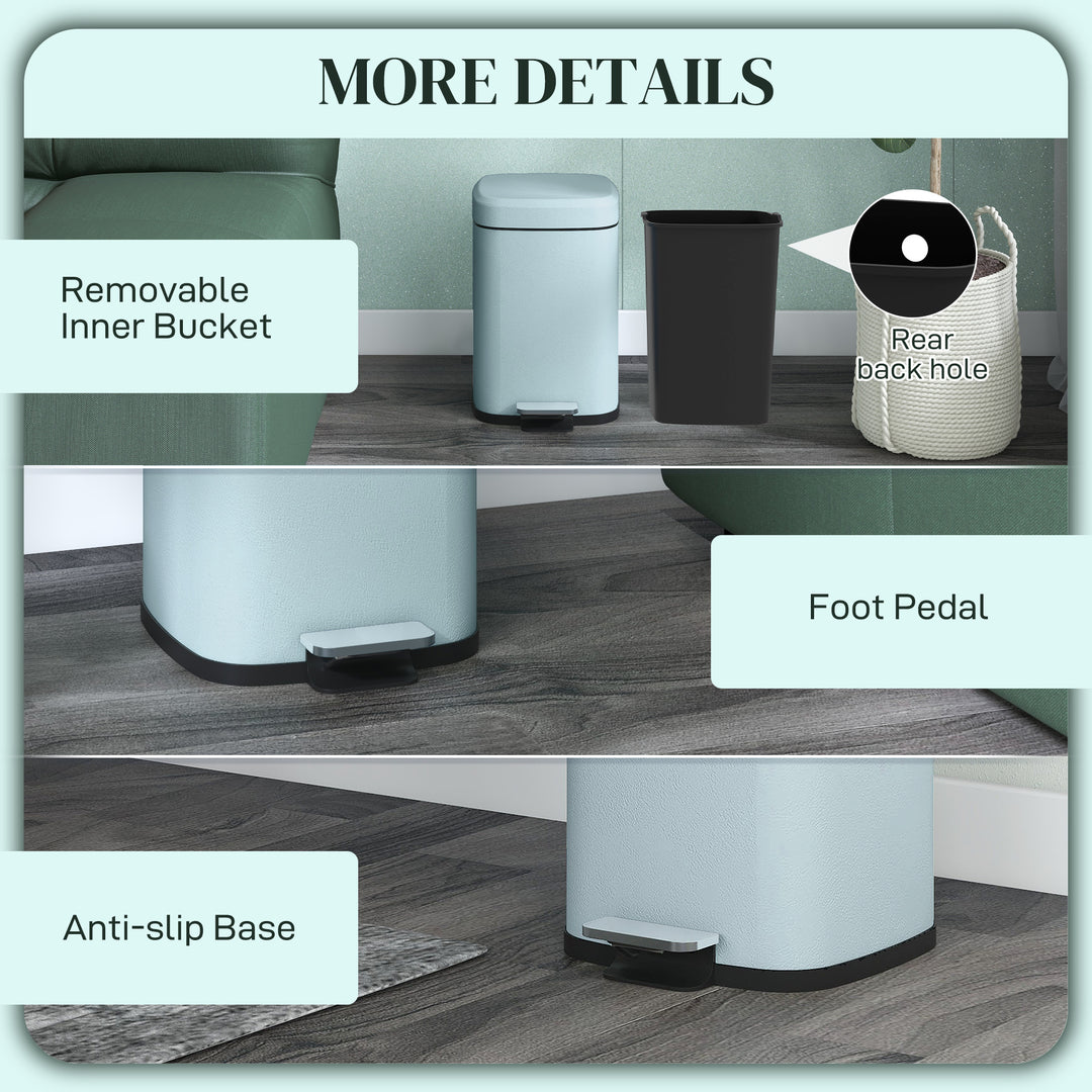 HOMCOM 12 Litre Pedal Bin, Fingerprint Proof Kitchen Bin, Metal Rubbish Bin w/ Soft-close Lid, Foot Pedal & Removable Inner Bucket | Aosom UK