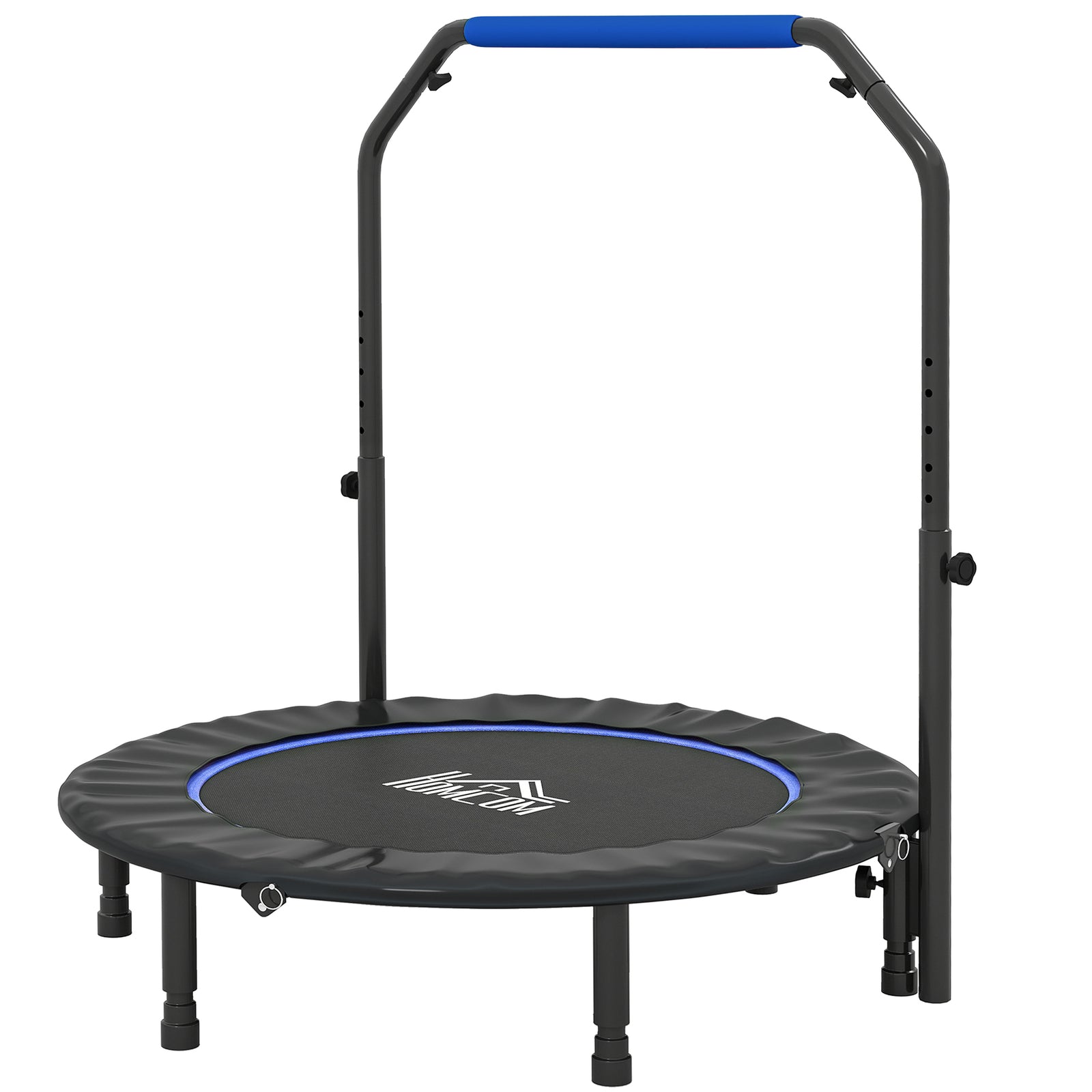 45" Foldable Mini Fitness Trampoline, with Adjustable Foam Handle, Blue
