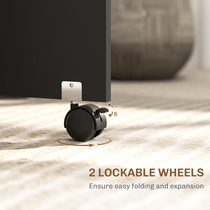 MCL Foldable Dining Table, Extendable Drop Leaf Table with 2-tier Shelves, Small Dinner Table with Rolling Casters