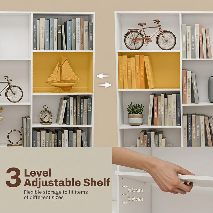 Bookcase with Open Storage, 6-Tier Bookshelf with Anti-Tipping Hardwar
