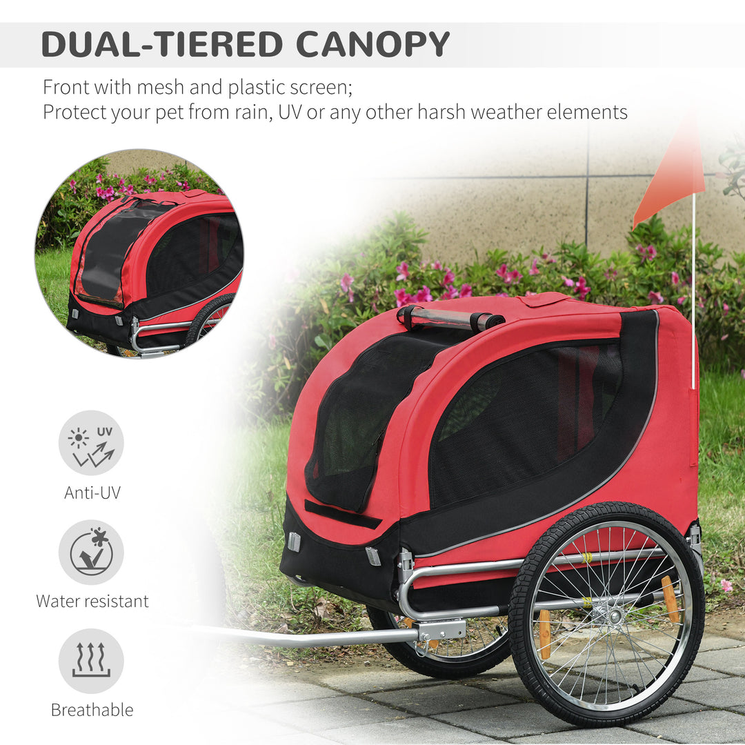 MCL Steel Dog Bike Trailer Pet Cart Carrier for Bicycle Kit Water Resistant with Hitch Coupler Travel Black and Red