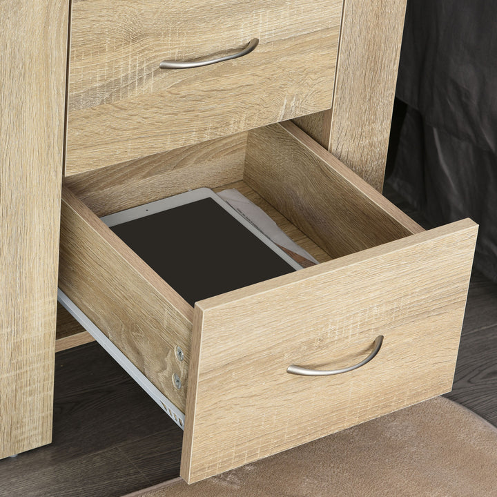 HOMCOM Bedside Cabinet with 2 Drawers: Modern Boxy Design, Elevated Base, Melamine Finish, Bedroom Storage, Oak Brown. | Aosom UK