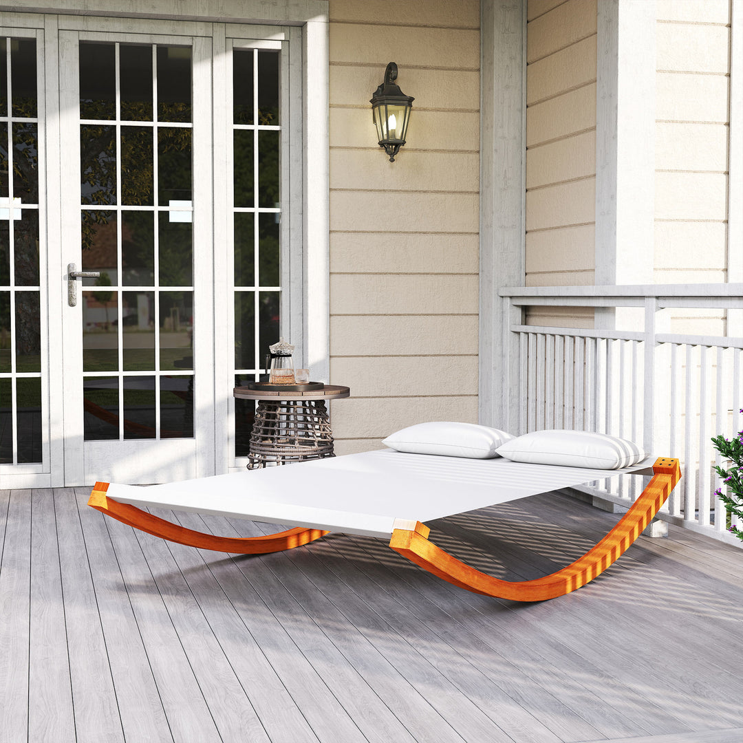 Garden Day Rocking Bed Sun Lounger Patio Furniture Hammock With Pillows Wood