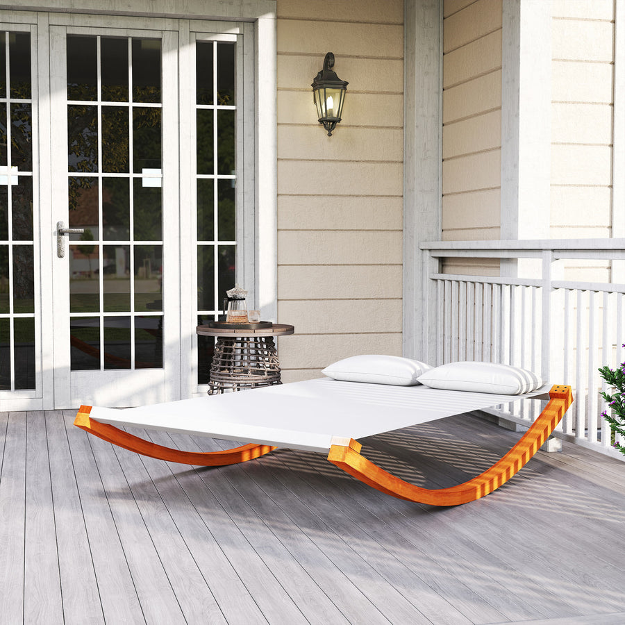 Garden Day Rocking Bed Sun Lounger Patio Furniture Hammock With Pillows Wood