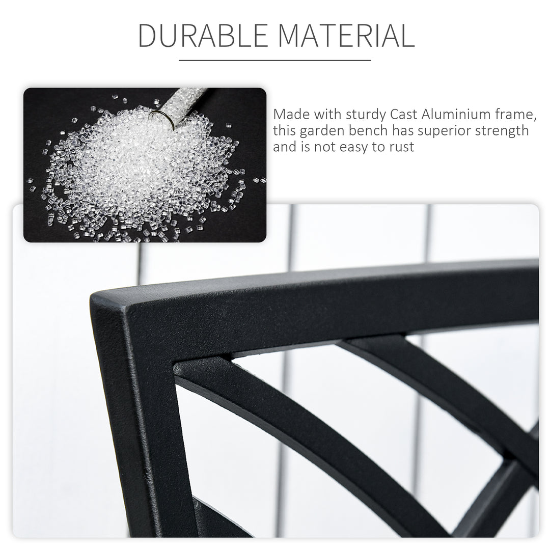 MCL 2-Seater Cast Aluminium Garden Bench Loveseat Outdoor Furniture Chair w/ Decorative Backrest & Ergonomic Armrest for Patio Terrace Porch