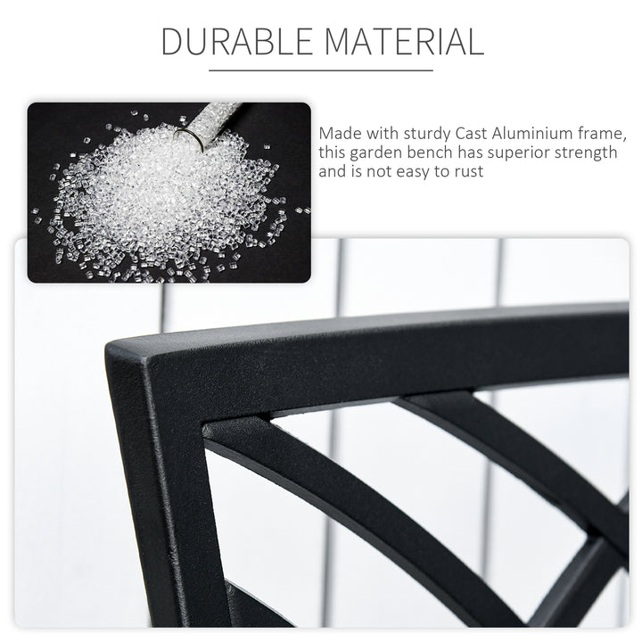 MCL 2-Seater Cast Aluminium Garden Bench Loveseat Outdoor Furniture Chair w/ Decorative Backrest & Ergonomic Armrest for Patio Terrace Porch