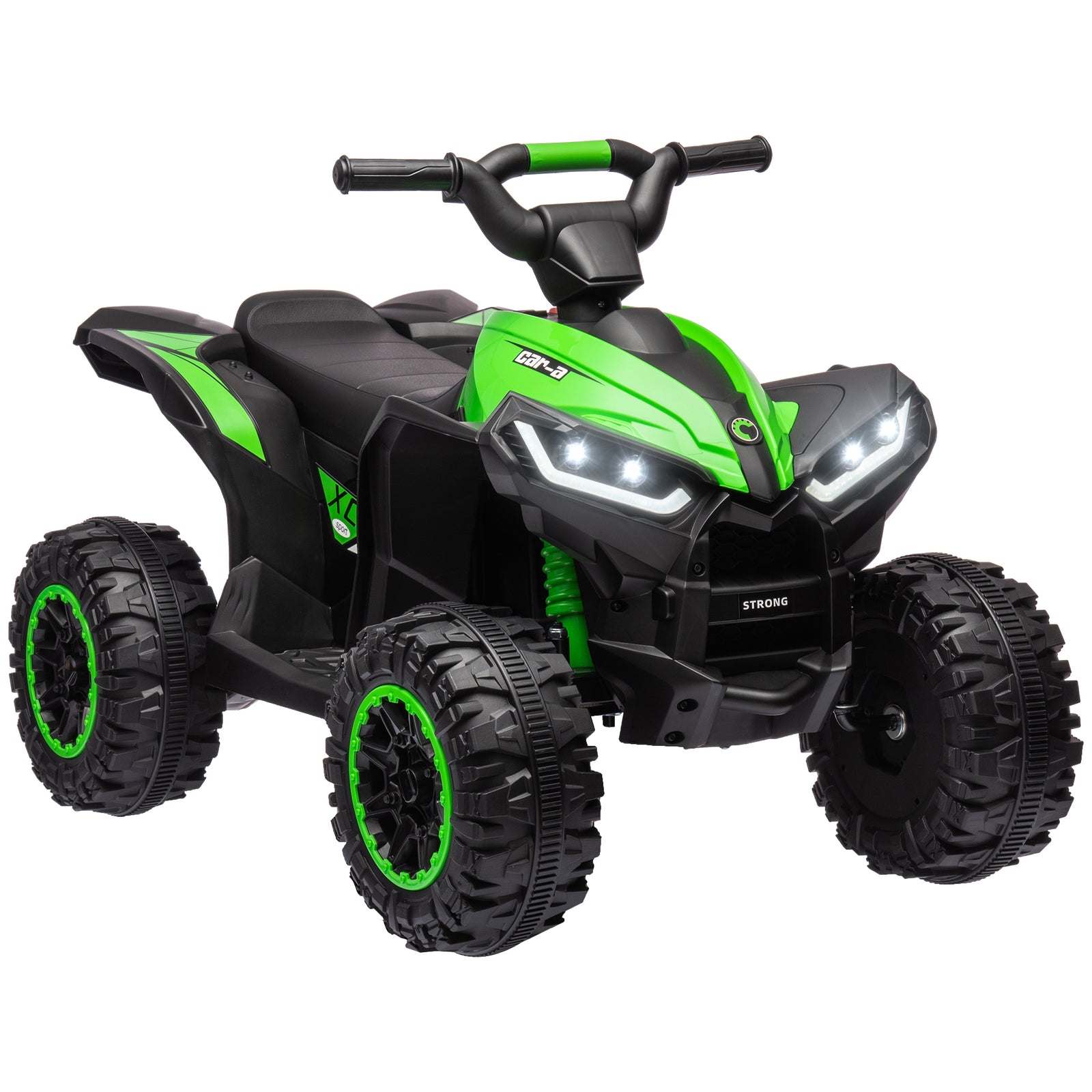 12V Ride-On Quad Bike, with Music, Horn, LED Lights, for Ages 3-5 Years, Green