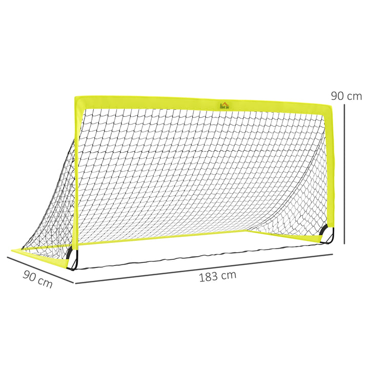 Two Football Goal Nets, Foldable Outdoor Sport Training Equipment, for Teens, Adults, with Carrying Bag, Yellow