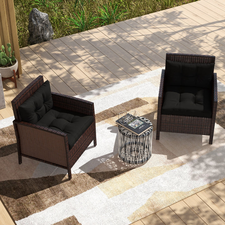 2-Piece Seat Cushions Back Pillows Replacement, Patio Chair Cushions Set for Indoor Outdoor, Black